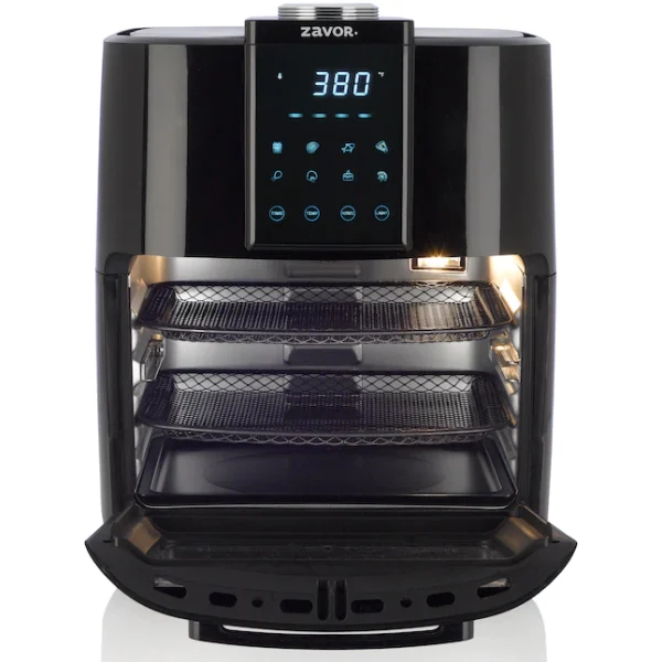 Zavor Crunch All-in-One 12.7Qt Air Fryer Oven   Dehydrator with Rotisserie   Racks | Large Capacity for Optimal Air Circulation, Accessories   Recipe eBook, Black (ZSEAF22)