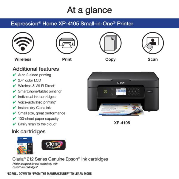 Expression Home XP-4105  Wireless All-in-One Color Inkjet Printer WiFi - Image 4