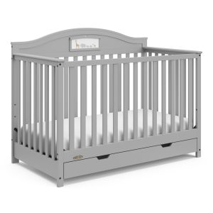 Story 5-in-1 Convertible Baby Crib with Drawer, Pebble Gray