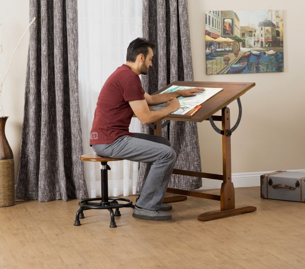 Vintage Solid Wood Drawing/Drafting Table with 42  x 30  Adjustable Tilting Top - Image 4
