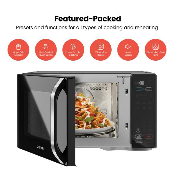 MicroCrisp Microwave + Crisper, 1.1 Cu ft, 1800W Max, Black, New - Image 2