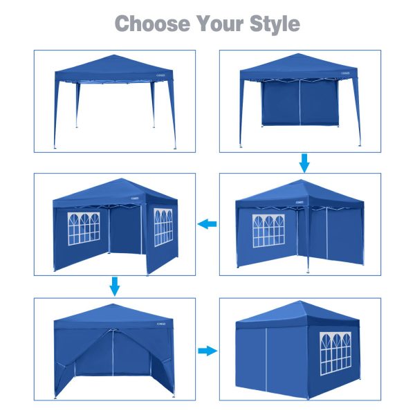 10 10 FT Pop Up Canopy Tent Anti-UV Waterproof Outdoor Canopy Tent Shade Commercial Booth Gazebo, Blue - Image 4