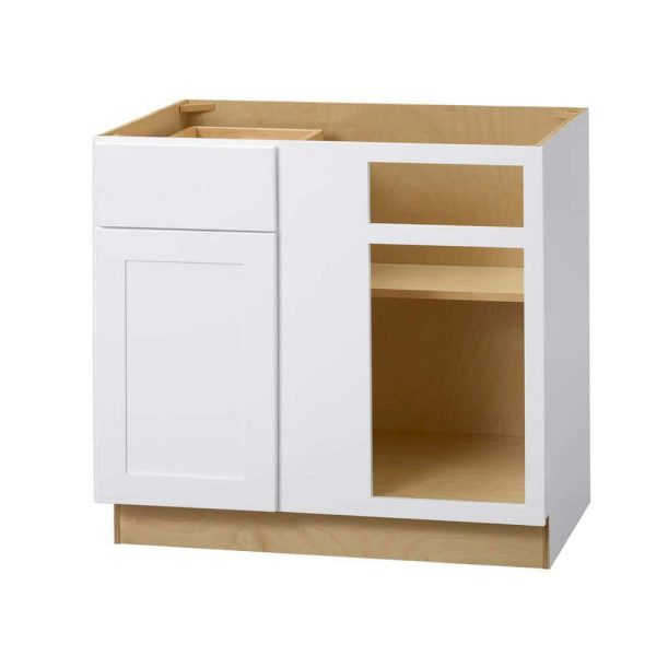 Bay BBC36 Avondale 36 in. W x 24 in. D x 34.5 in. H Ready to Assemble Plywood Shaker Blind Corner Kitchen Cabinet in  White