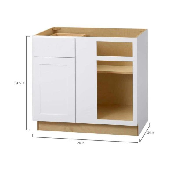 Bay BBC36 Avondale 36 in. W x 24 in. D x 34.5 in. H Ready to Assemble Plywood Shaker Blind Corner Kitchen Cabinet in  White - Image 4