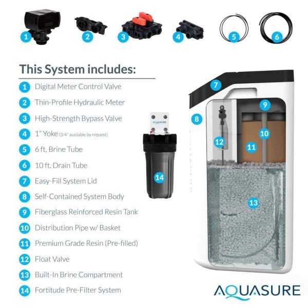 AQUASURE AS-HL32C Harmony Lite Compact ALL-In-One 32,000 Grain Whole House Water Softener with Triple Purpose Pre-Filter - Image 8