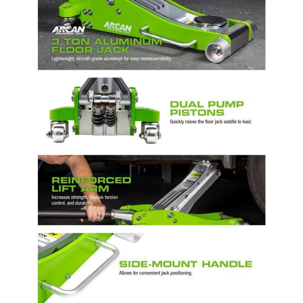 A20018 3-Ton Lightweight Aluminum Floor and Car Jack with Quick Rise - Image 6
