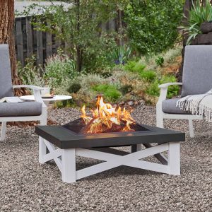 Austin 15.5  H x 33.63  W Steel Wood Burning Outdoor Fire Pit with Lid