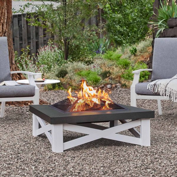 Austin 15.5  H x 33.63  W Steel Wood Burning Outdoor Fire Pit with Lid