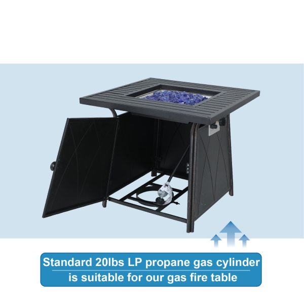 MF Studio 28  50000 BTU Propane Gas Fire Pit Table with Lid and Blue Fire Glass Black - Image 5