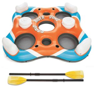 101 Inch Rapid Rider 4-Person Floating Raft and  Boat Oars