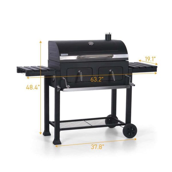 PHI VILLA THD-E02GR005 Heavy-duty Outdoor Barrel Charcoal Grill in Black - Image 7