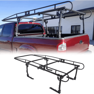 Kojem Universal Kayak Lumber Rack 1000 LBS Adjustable Truck Bed Rack Contractors Ladder Pickup Side Bar Long Cab Over-Cab