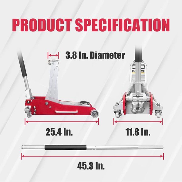 AT830003XLR 3-Ton Low-Profile Aluminum Floor Jack with Dual Piston Speedy Lift - Image 6