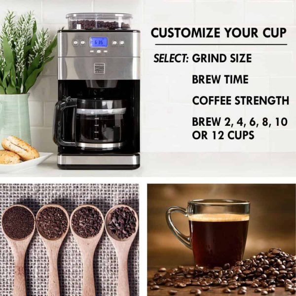 Elite Grind and Brew black 12- Cup Coffee Maker with Burr Grinder, Programmable Automatic Timer Brew - Image 2