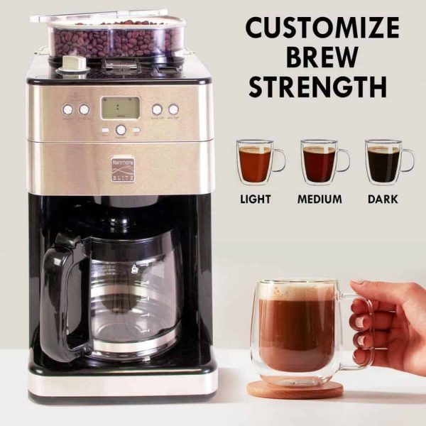 Elite Grind and Brew black 12- Cup Coffee Maker with Burr Grinder, Programmable Automatic Timer Brew - Image 5