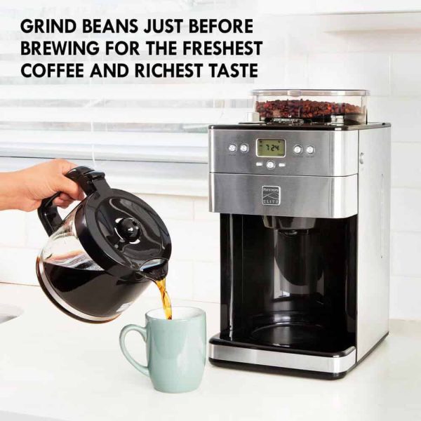 Elite Grind and Brew black 12- Cup Coffee Maker with Burr Grinder, Programmable Automatic Timer Brew - Image 3