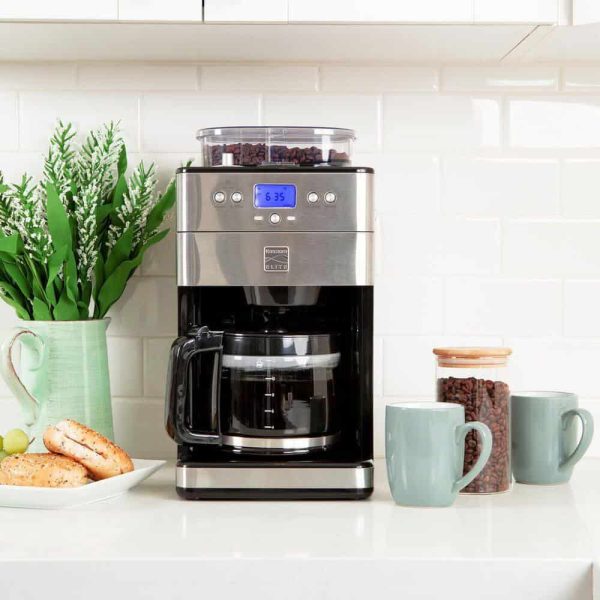 Elite Grind and Brew black 12- Cup Coffee Maker with Burr Grinder, Programmable Automatic Timer Brew - Image 4