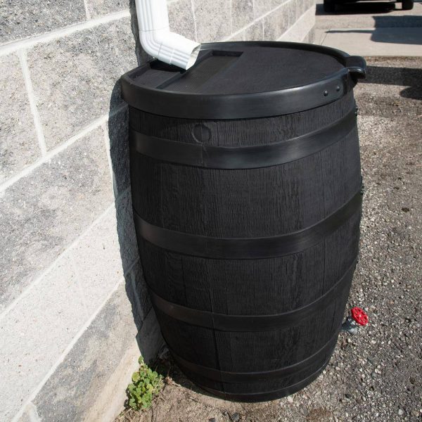 RTS Home Accents 55 Gal. Premium Flat Back Eco Rain Barrel with Removable Lid, Black Color - Image 6
