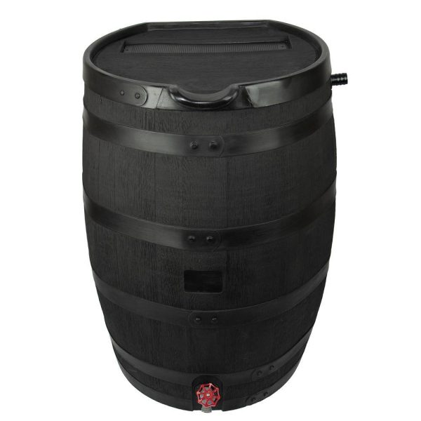 RTS Home Accents 55 Gal. Premium Flat Back Eco Rain Barrel with Removable Lid, Black Color - Image 7