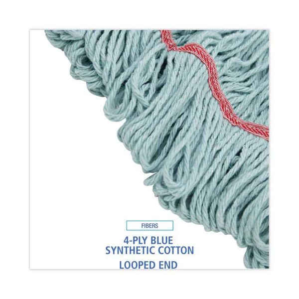 Boardwalk BWK1400LCT Cotton/Synthetic EchoMop with Looped-End Wet String Mop Mop Head, Large, Blue, (12-Carton) - Image 4