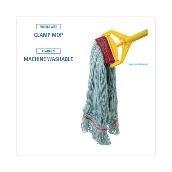 Boardwalk BWK1400LCT Cotton/Synthetic EchoMop with Looped-End Wet String Mop Mop Head, Large, Blue, (12-Carton) - Image 3