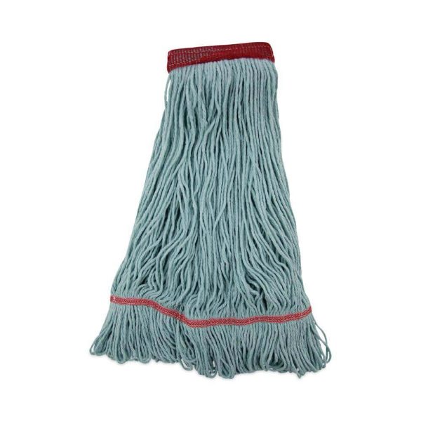 Boardwalk BWK1400LCT Cotton/Synthetic EchoMop with Looped-End Wet String Mop Mop Head, Large, Blue, (12-Carton)