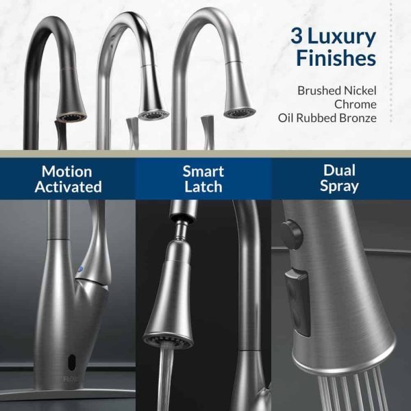 FLOW  X Series Single-Handle Pull-Down Sprayer Kitchen Faucet with Motion Sensor in Brushed Nickel - Image 4