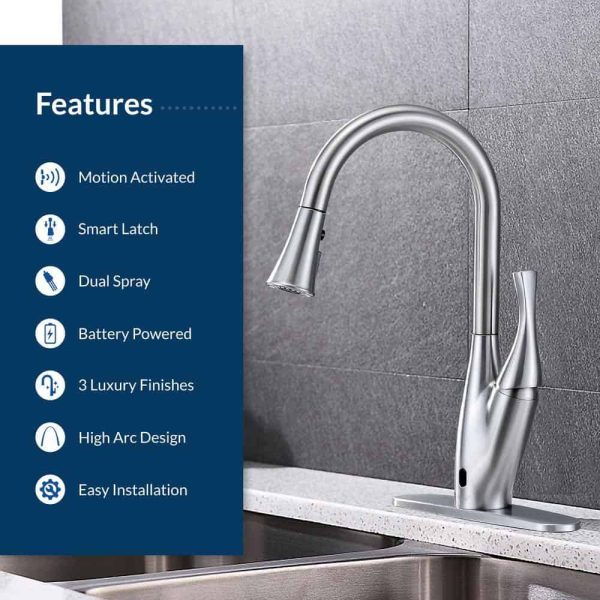 FLOW  X Series Single-Handle Pull-Down Sprayer Kitchen Faucet with Motion Sensor in Brushed Nickel - Image 3