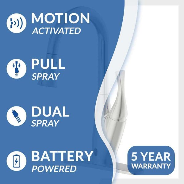 FLOW  X Series Single-Handle Pull-Down Sprayer Kitchen Faucet with Motion Sensor in Brushed Nickel - Image 2