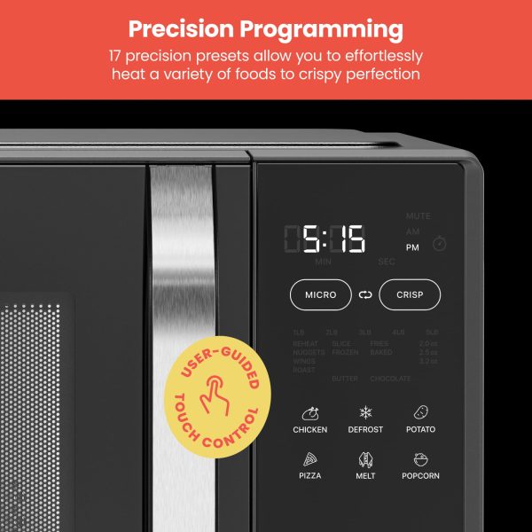 MicroCrisp Microwave + Crisper, 1.1 Cu ft, 1800W Max, Black, New - Image 5