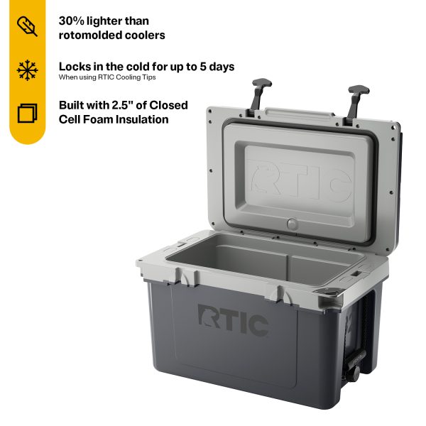 32 QT Ultra-Light Hard-Sided Ice Chest Cooler, Dark Grey And Cool Grey, Fits 48 Cans - Image 10