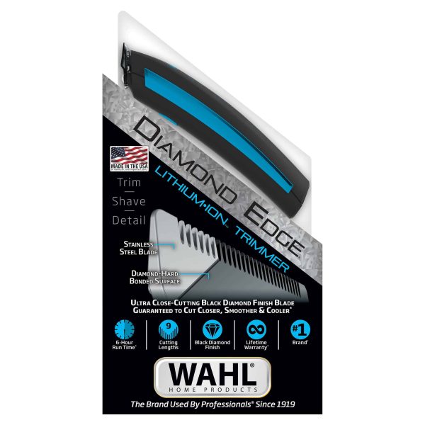 Wahl Diamond Edge Lithium-Ion Cordless Beard Trimmer Kit, Men, 12pc, Black   9886-600 - Image 10