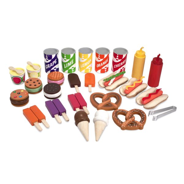Melissa   Doug Wooden Snacks and Sweets Food Cart   40+ Play Food pcs, Reversible Awning - Image 4