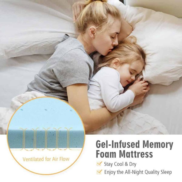 Blue 4 in. Gel-Infused Memory Foam Mattress Topper Ventilated Bed Pad Queen - Image 5