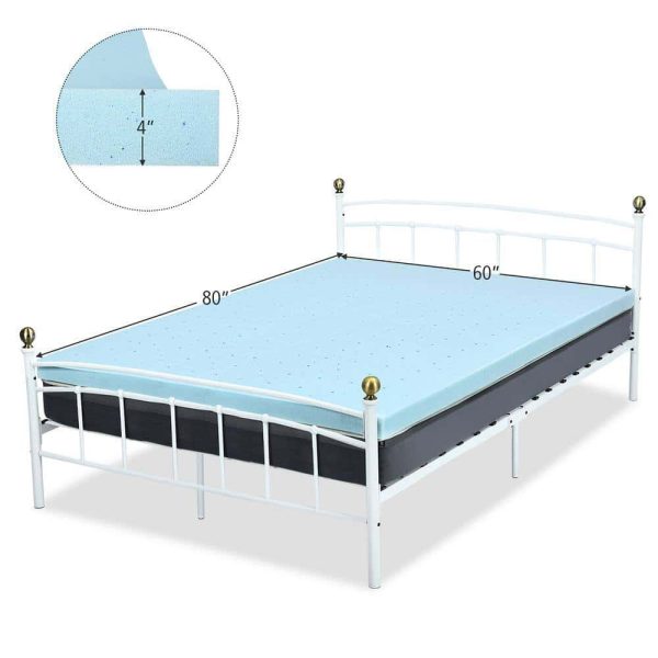 Blue 4 in. Gel-Infused Memory Foam Mattress Topper Ventilated Bed Pad Queen - Image 3