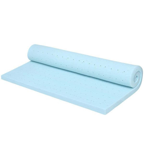 Blue 4 in. Gel-Infused Memory Foam Mattress Topper Ventilated Bed Pad Queen - Image 2