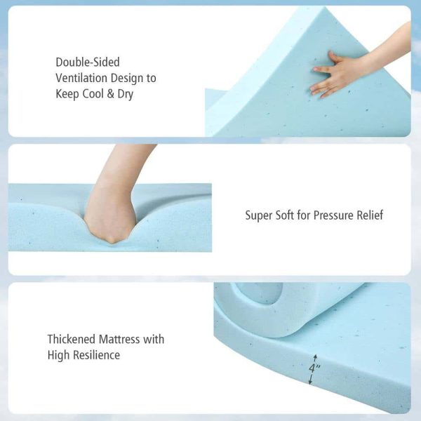 Blue 4 in. Gel-Infused Memory Foam Mattress Topper Ventilated Bed Pad Queen - Image 7