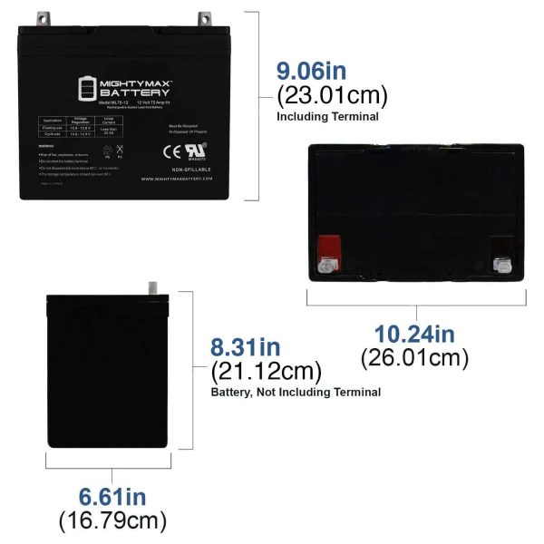 12V 75AH Battery Replacement for MK 8G24 - Image 2