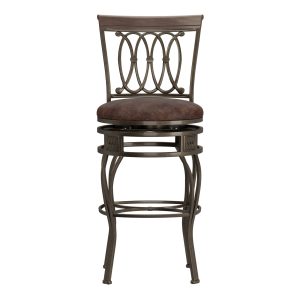 Hillsdale Furniture Montello 32.5  Metal Upholstered Swivel Bar Height Stool, Old Steel