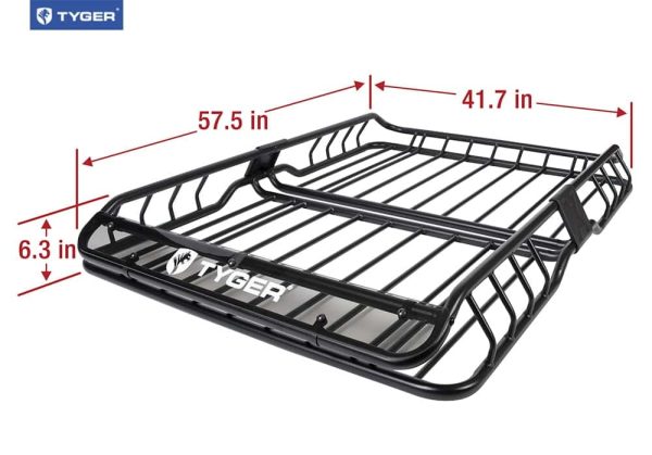 Tyger Auto TG-RK1B942B Heavy Duty Roof Mounted Cargo Basket Rack | L57.5  x W41.7  x H6.3 - Image 3