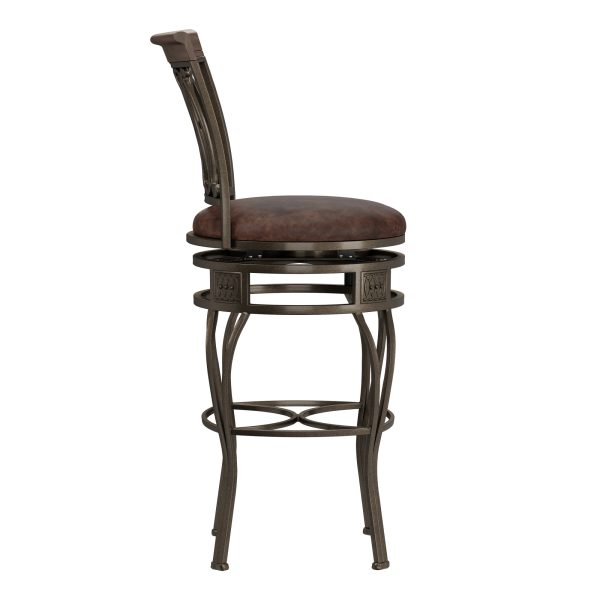 Hillsdale Furniture Montello 32.5  Metal Upholstered Swivel Bar Height Stool, Old Steel - Image 9