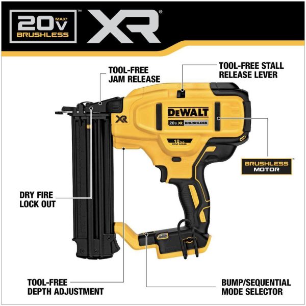 DCN680B 20V MAX XR Lithium-Ion Cordless 18-Gauge Brad Nailer (Tool Only) - Image 2