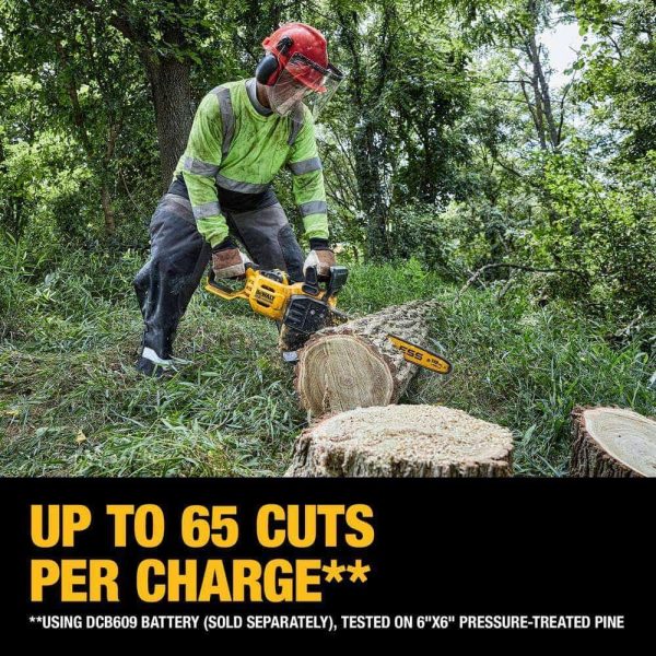 FLEXVOLT 60V MAX 18 in. Brushless Cordless Battery Powered Chainsaw Kit with (1) FLEXVOLT 3 Ah Battery   Charger - Image 8