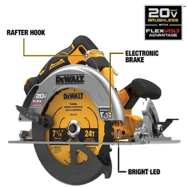 DCS573BDCB246CK 20V MAX Cordless Brushless 7-1/4 in. Circular Saw, (1) 20V 6.0Ah and (1) 20V 4.0Ah Batteries, and Charger - Image 2