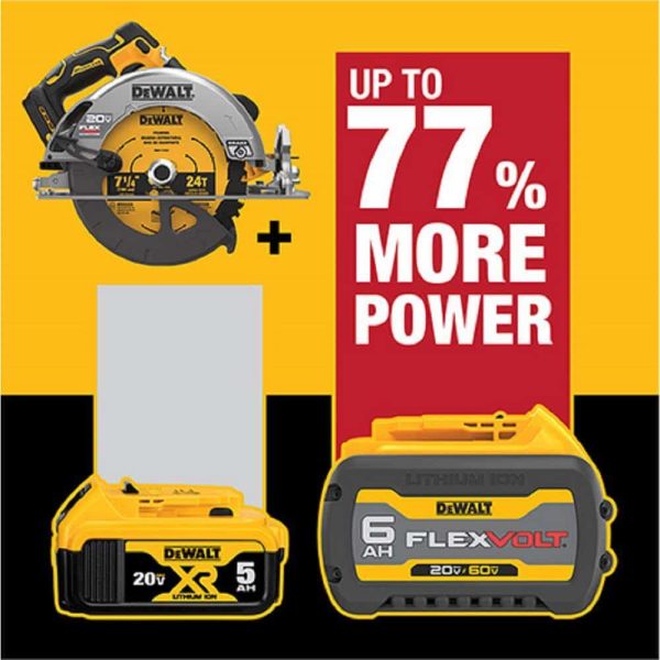DCS573BDCB246CK 20V MAX Cordless Brushless 7-1/4 in. Circular Saw, (1) 20V 6.0Ah and (1) 20V 4.0Ah Batteries, and Charger - Image 8