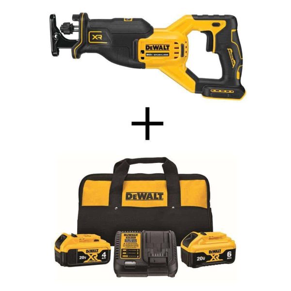 DCB246CKWCS382B 20-Volt MAX XR Cordless Brushless Reciprocating Saw with 20-Volt MAX XR Premium Lithium-Ion 6.0Ah and 4.0Ah Starter Kit