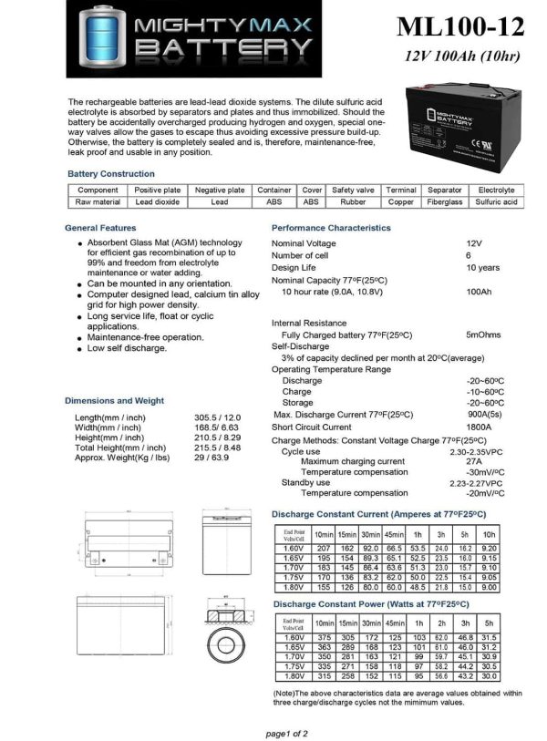 12V 100Ah SLA AGM Battery for SUNPOWER PV Solar Panels - Image 5