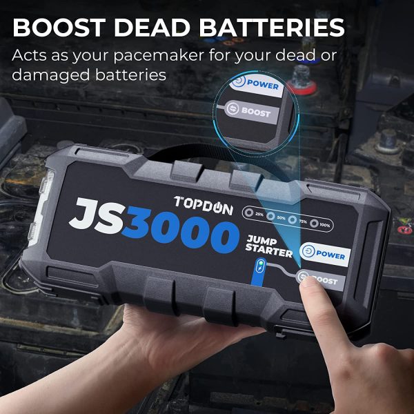 Car Battery Jump Starter TOPDON JS3000 12V 3000A Battery Booster for Up to 9L Gas/ 7L Diesel Engines - Image 6