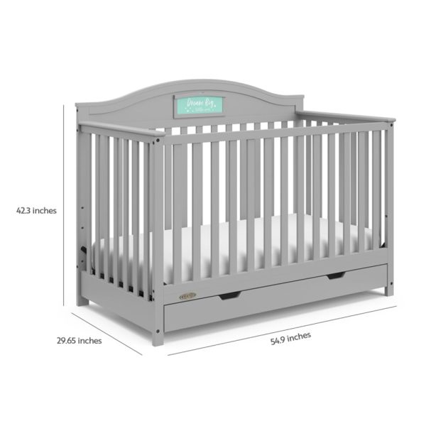 Story 5-in-1 Convertible Baby Crib with Drawer, Pebble Gray - Image 16
