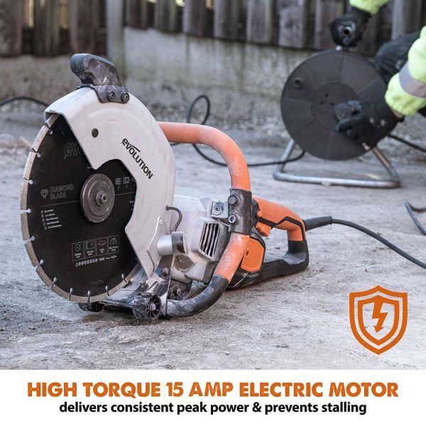Evolution Power Tools R300DCT 12 In. Electric Concrete Cut-Off Saw, With 12 In. Diamond Blade - Image 4